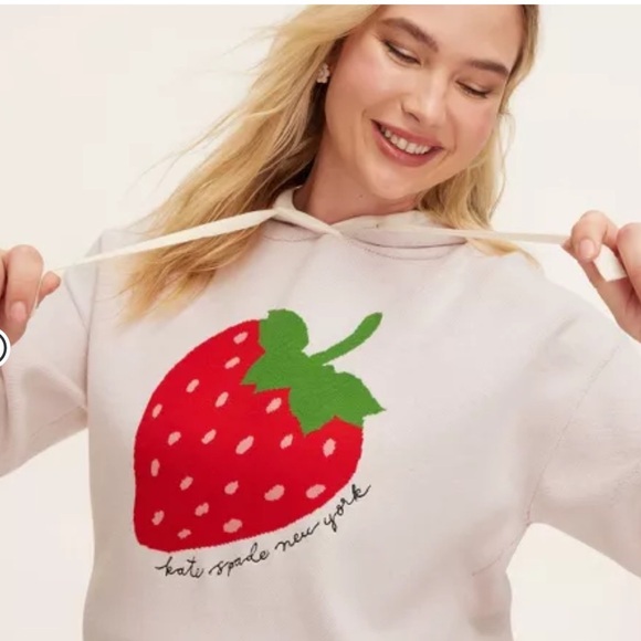 Kate Spade x Target Strawberry Hooded Sweatshirt Cream - Picture 3 of 6